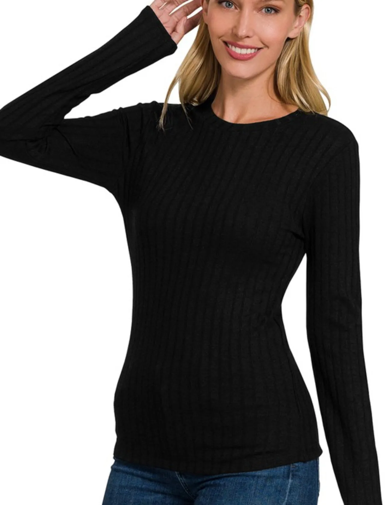 Basic Ribbed Top- Ivory
