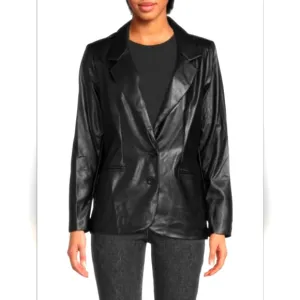 BCBGeneration Faux Leather Boyfriend Blazer Ex Lg