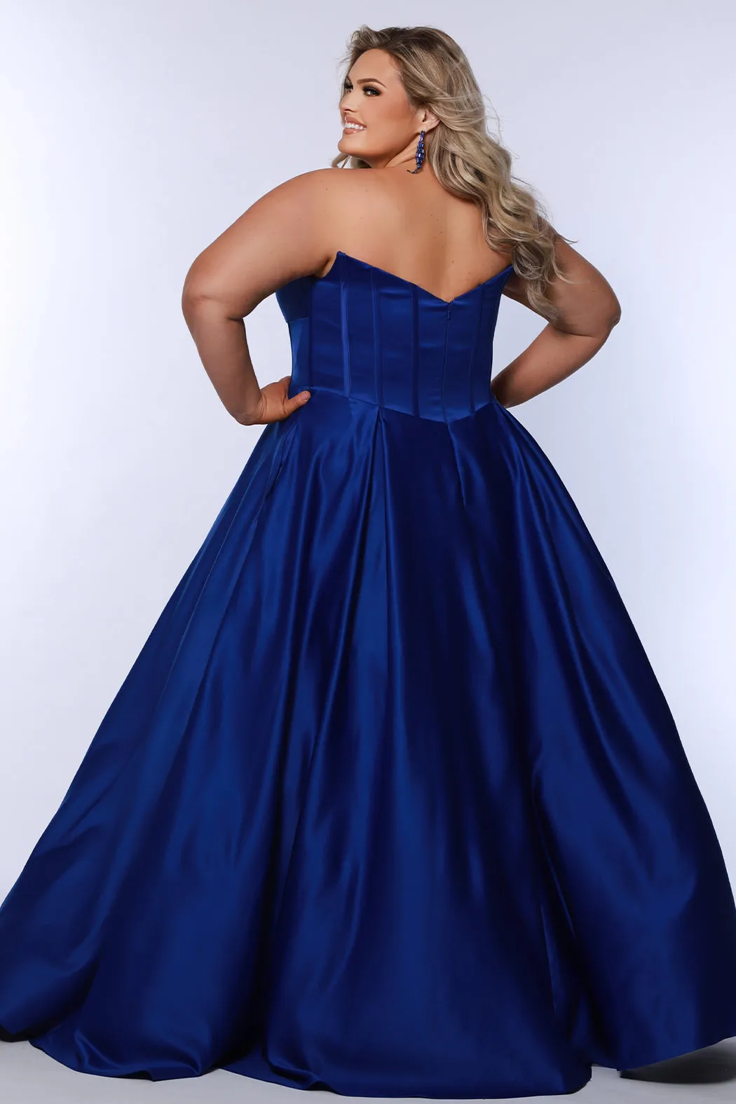 Belle of the Ball Satin Off-the-Shoulder Formal Dress