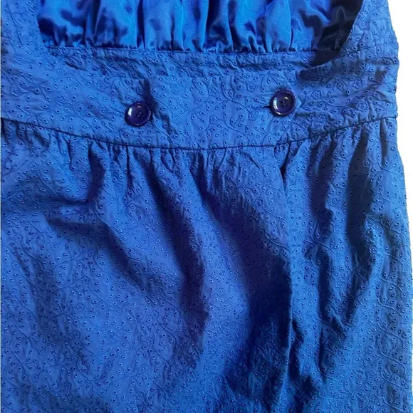 Betsey Johnson Blue Eyelet Halter Backless Mini Cocktail Garden Wrap Dress Sz 10