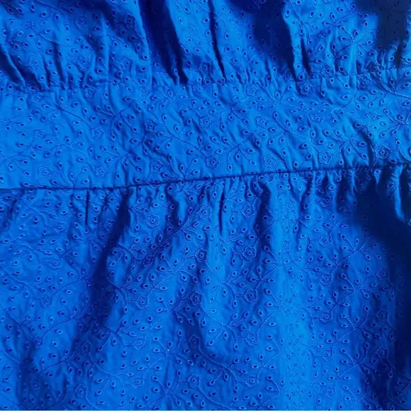 Betsey Johnson Blue Eyelet Halter Backless Mini Cocktail Garden Wrap Dress Sz 10