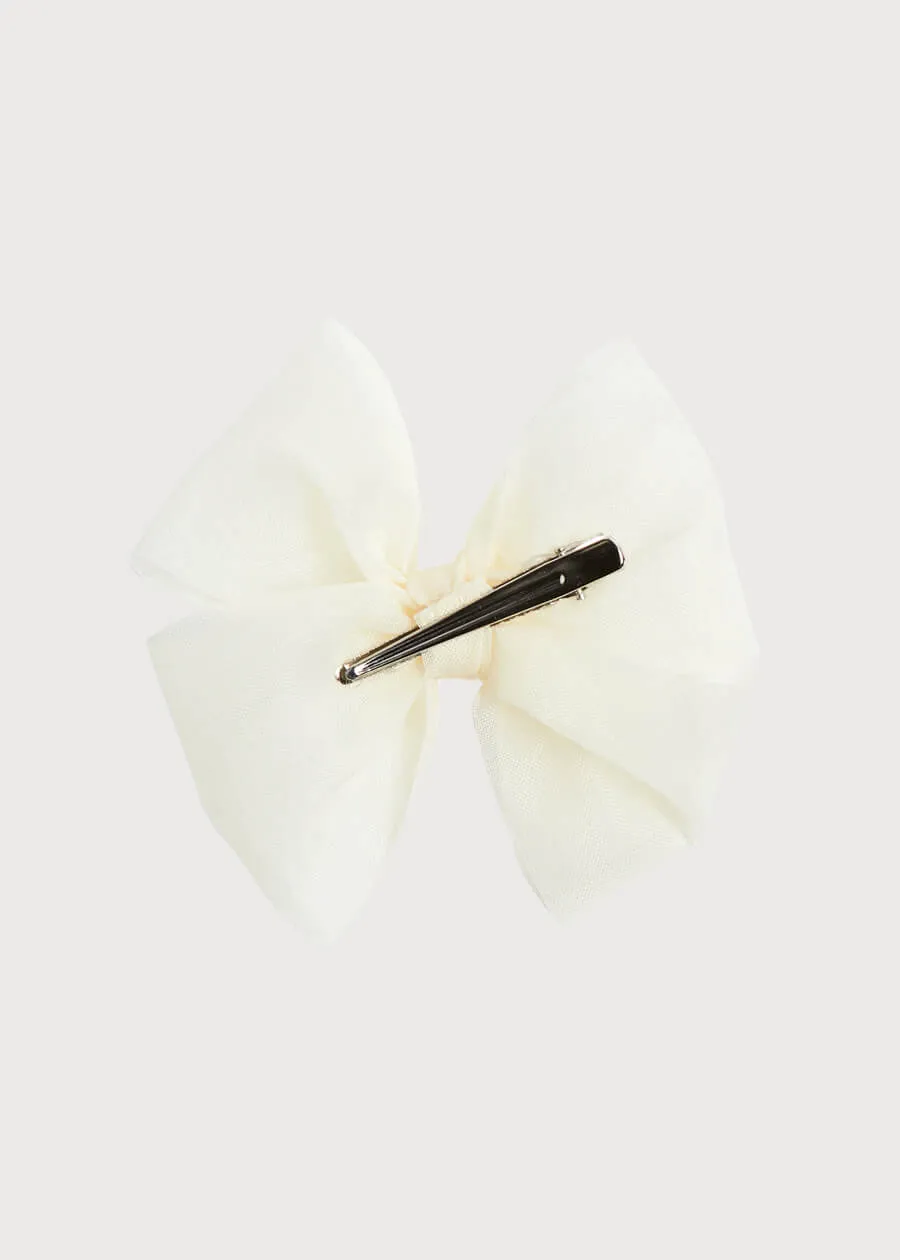 Big Bow Tulle Clip in Ivory