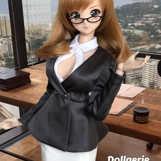 Black Deep-V Blazer for Smartdoll with Inner Lining