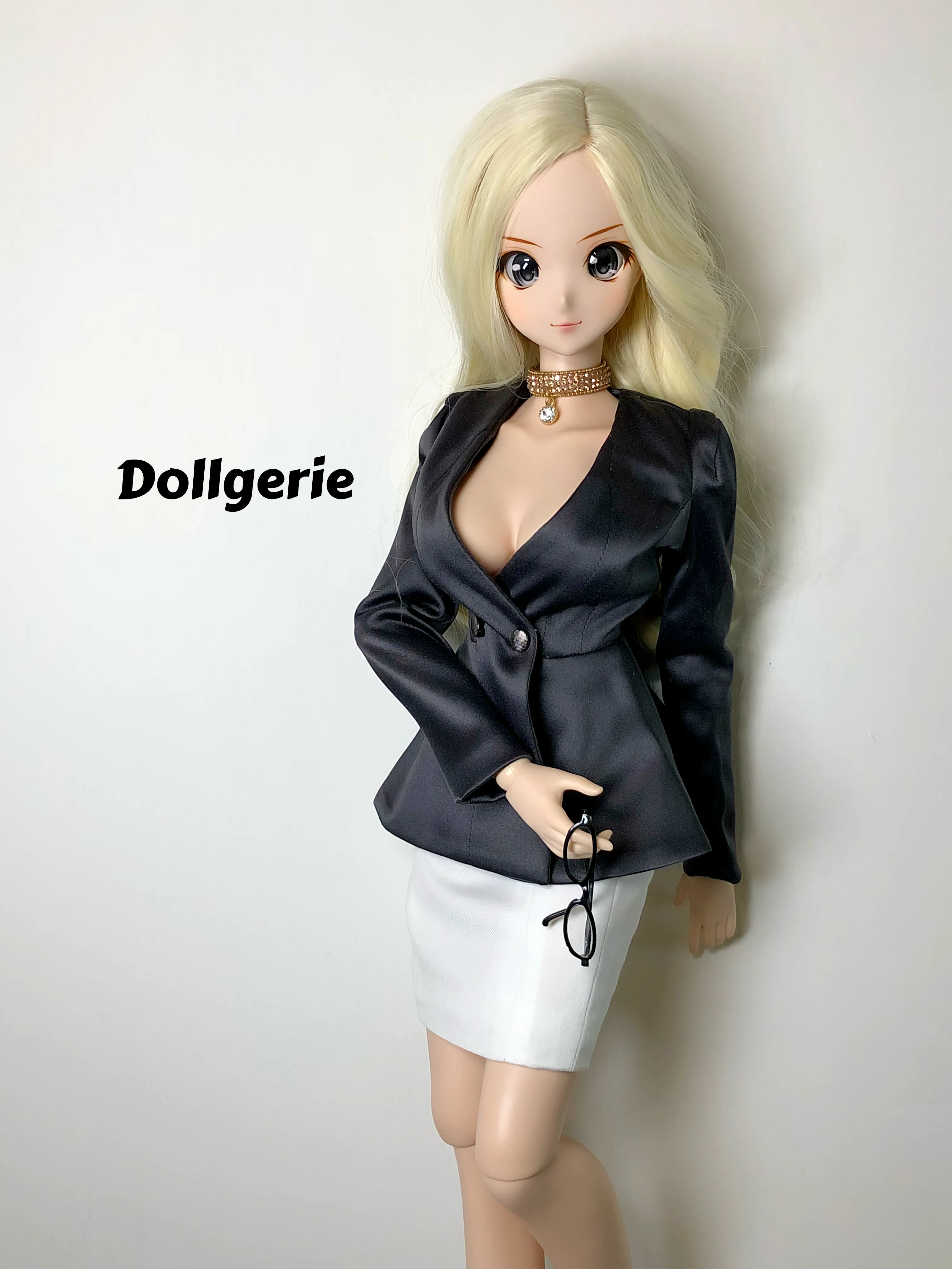 Black Deep-V Blazer for Smartdoll with Inner Lining