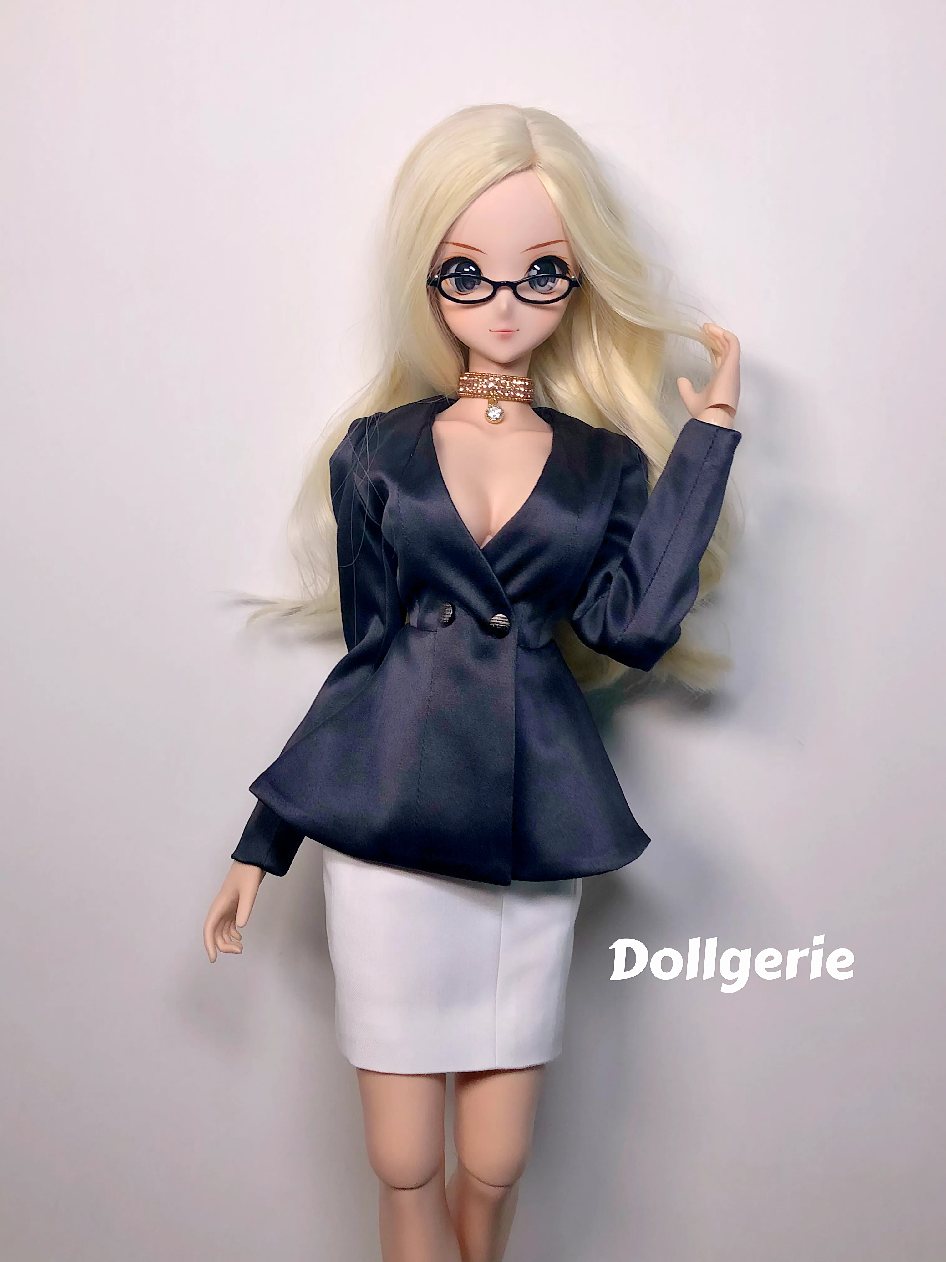 Black Deep-V Blazer for Smartdoll with Inner Lining