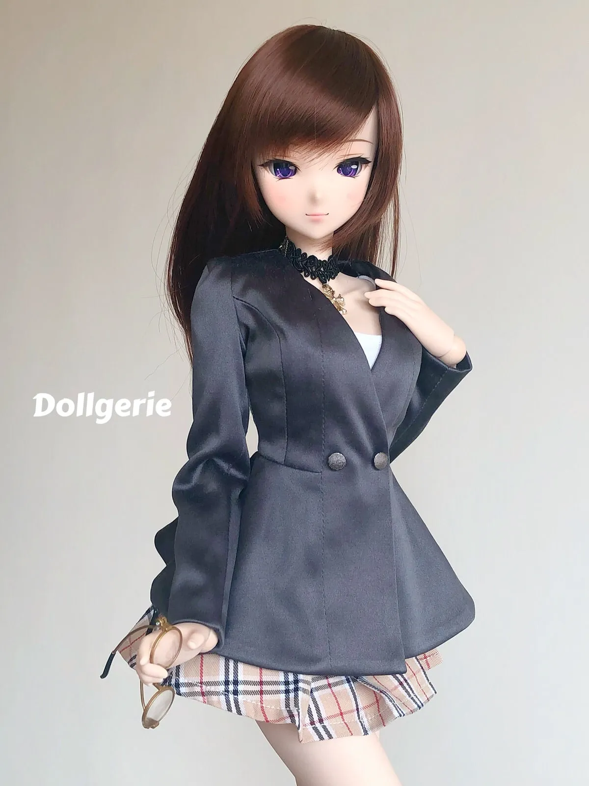 Black Deep-V Blazer for Smartdoll with Inner Lining