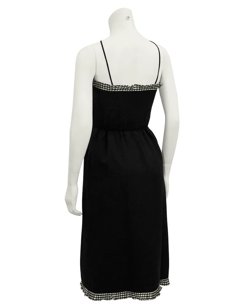 Black Dress with Gingham Trim