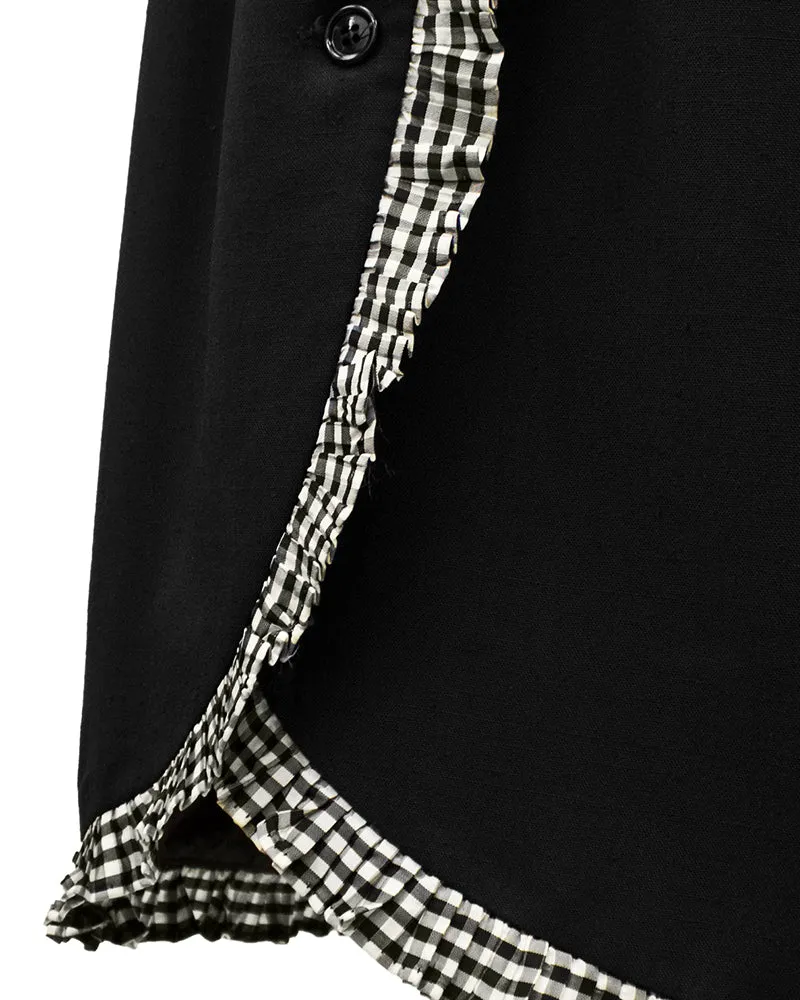 Black Dress with Gingham Trim