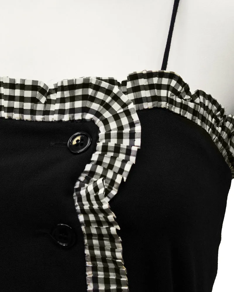 Black Dress with Gingham Trim