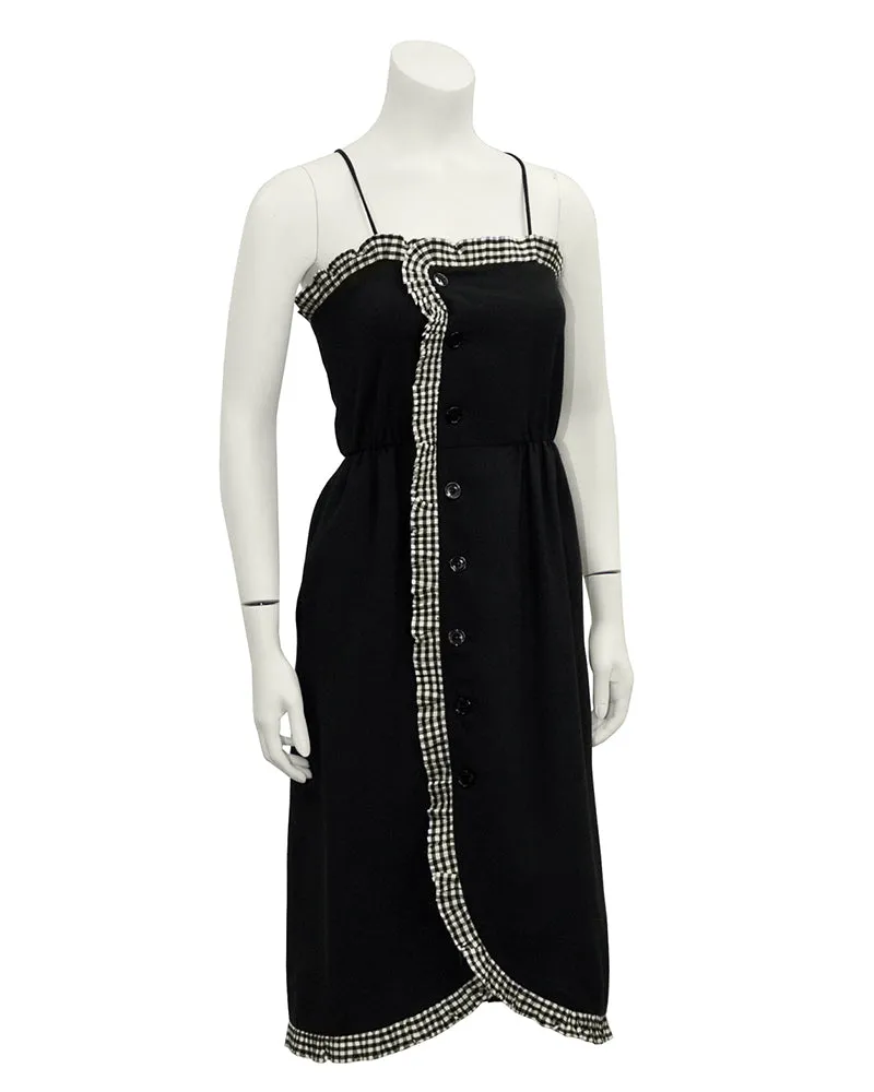 Black Dress with Gingham Trim