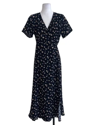 Black Floral Wrap Dress