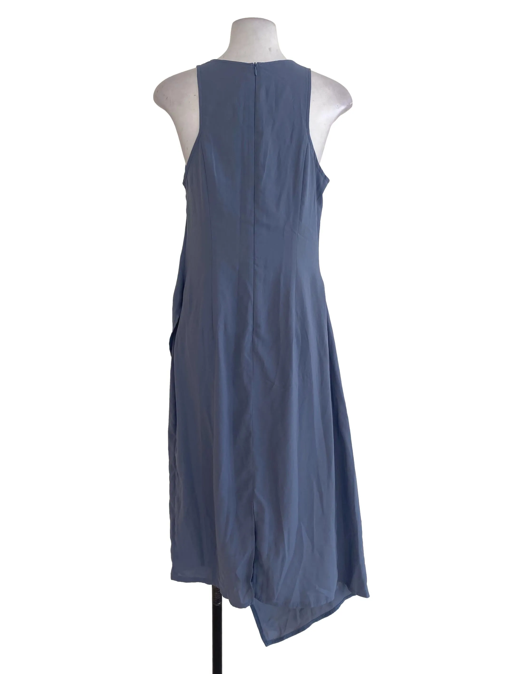 Blue Plain Wrap Dress