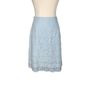 BLUGIRL Bluemarine Skirt S Pale Blue Lace Sequin Knee Spring Small Floral Lace
