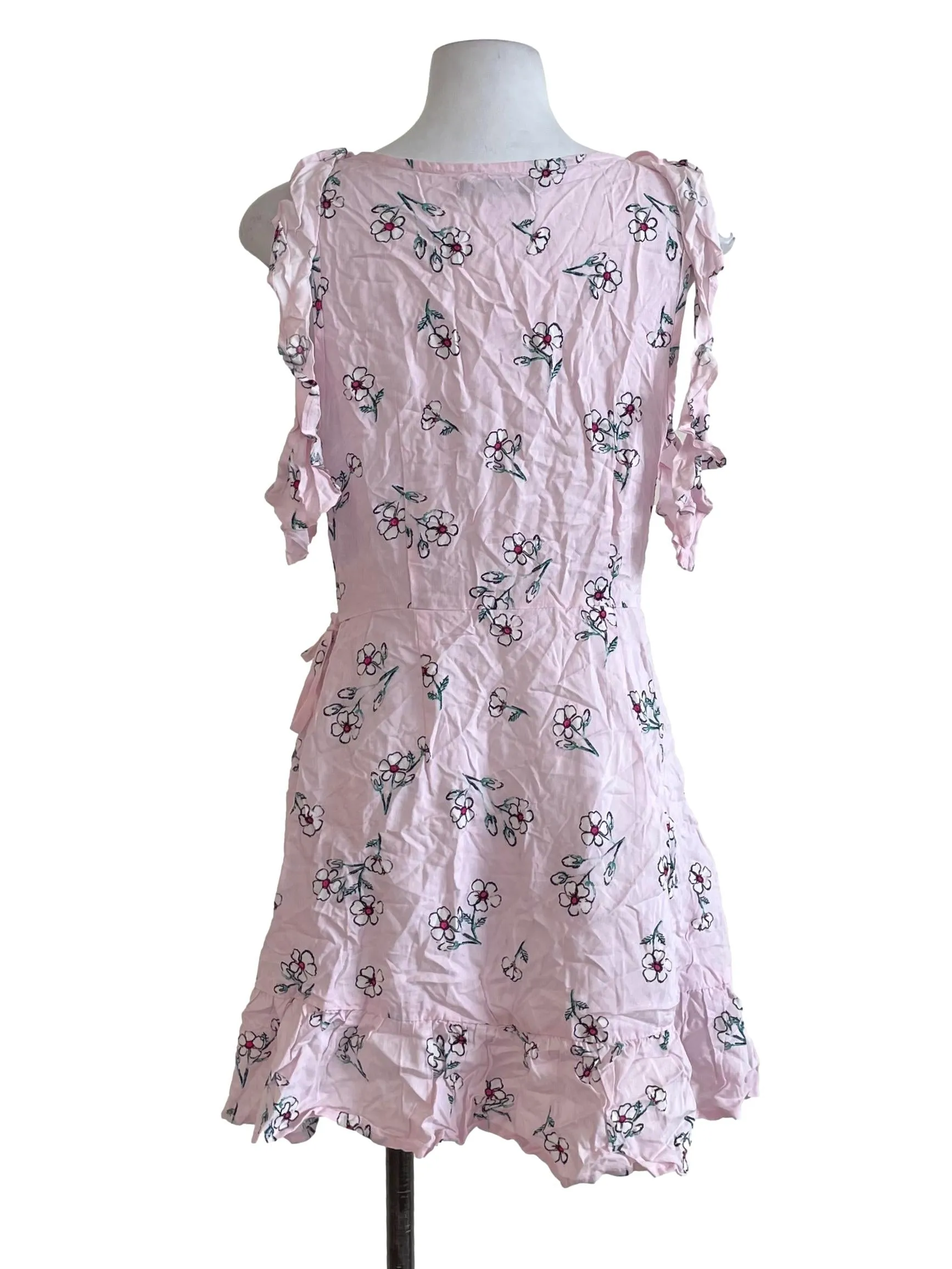 Blush Pink Floral Wrap Dress