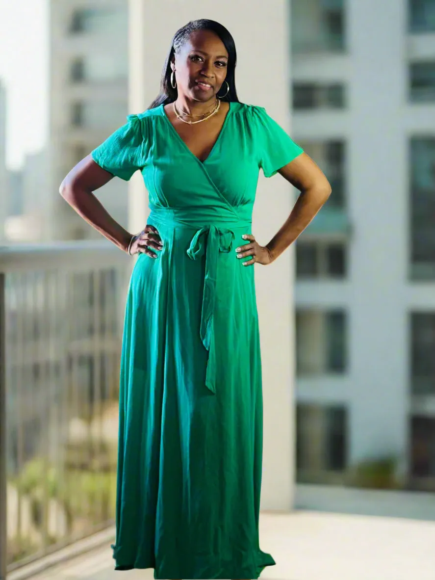 Brandi Flowy Wrap Dress Green