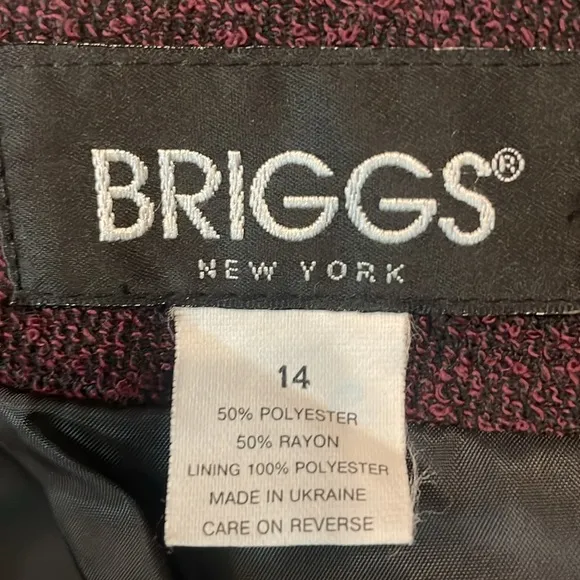 Briggs Skirt Maxi wine burgundy slit lined Christmas holidays women’s size 14