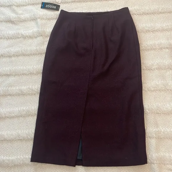 Briggs Skirt Maxi wine burgundy slit lined Christmas holidays women’s size 14
