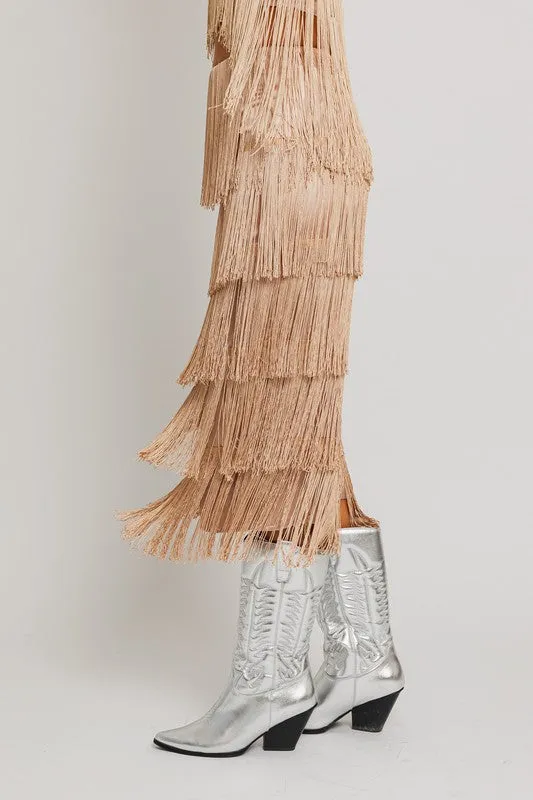 Bring The Champagne Midi Skirt