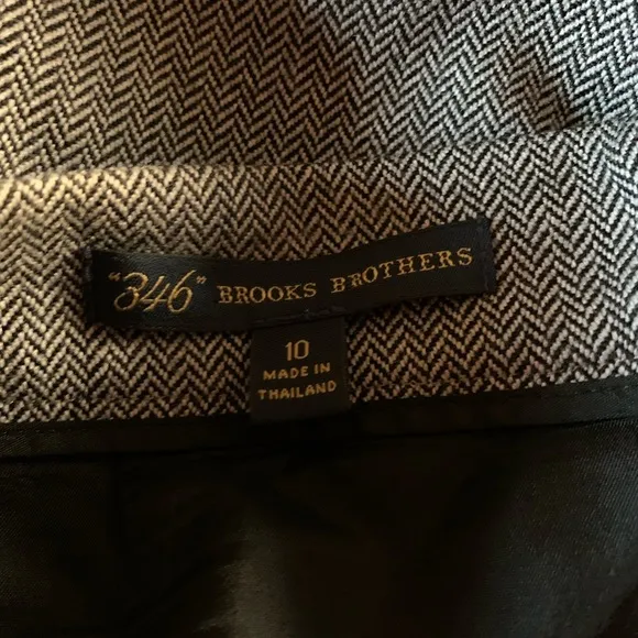 Brooks Brothers Box Pleated Herringbone Wool Blend Skirt