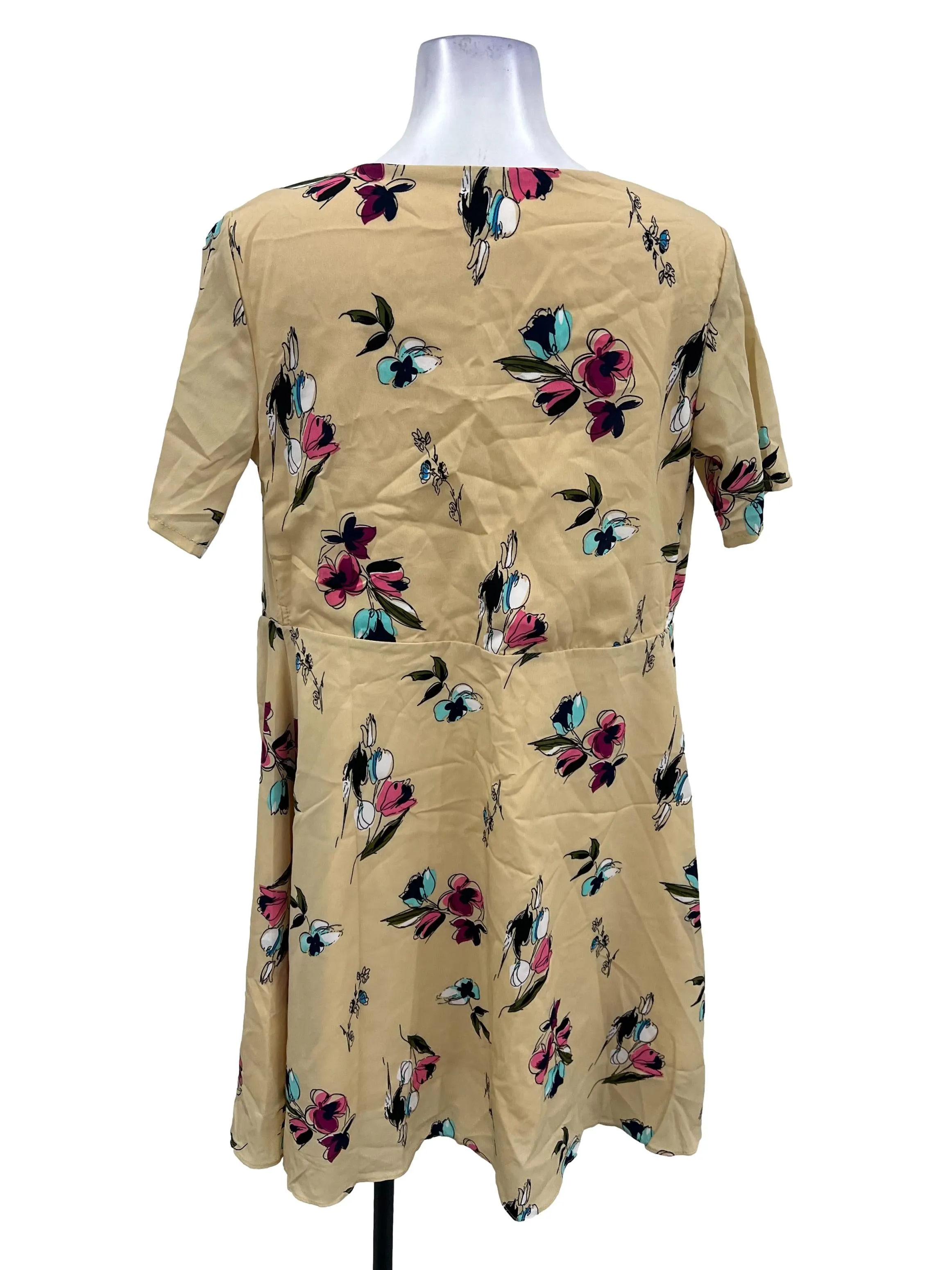 Brown Floral Wrap Dress