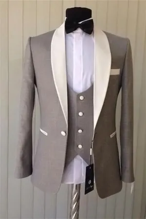 Brown Shawl Lapel Three-pieces Tuxedo Groom Wedding Men Dress Suits with One Button