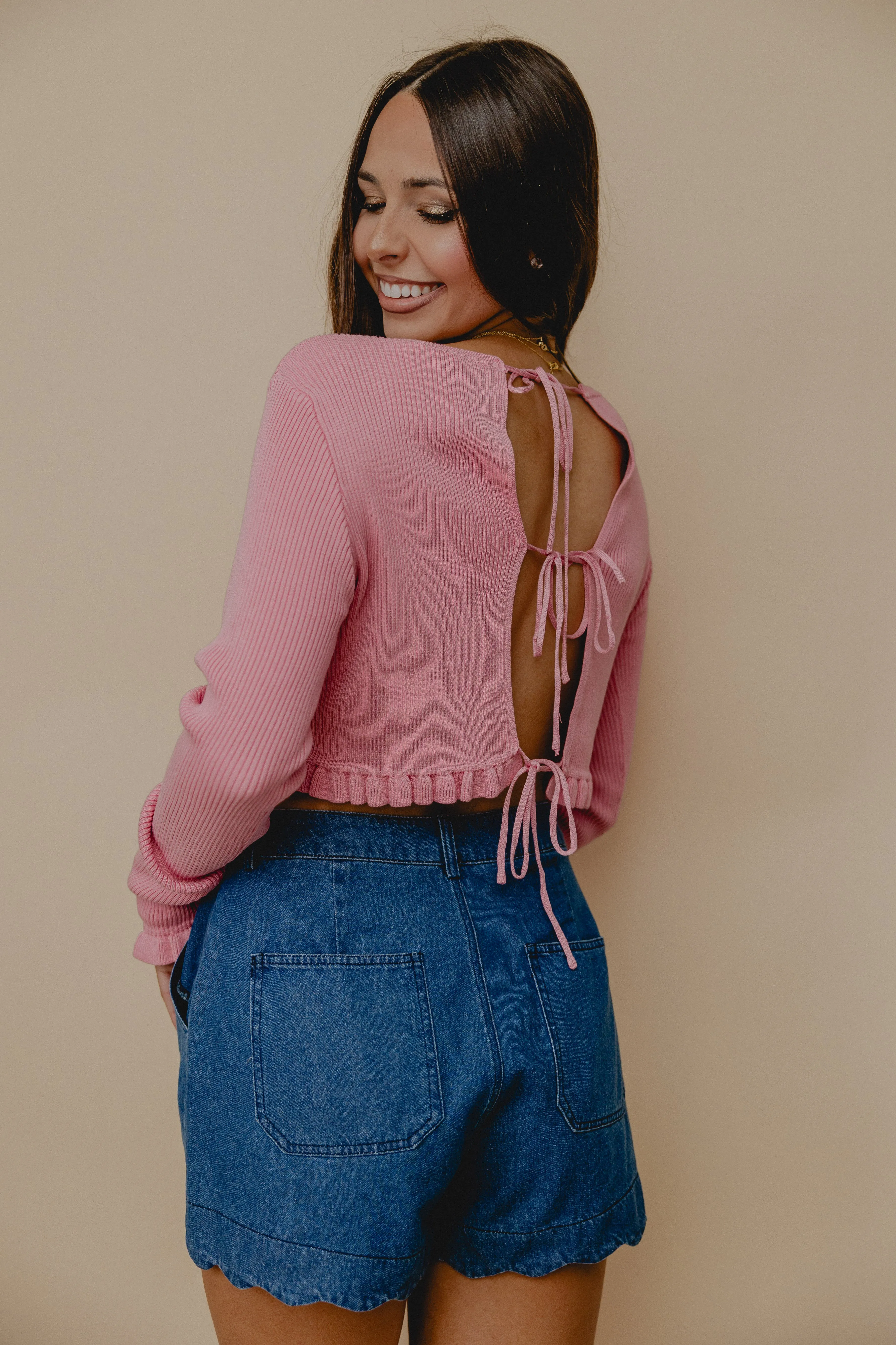 Budding Romance Tie Back Top Orchid