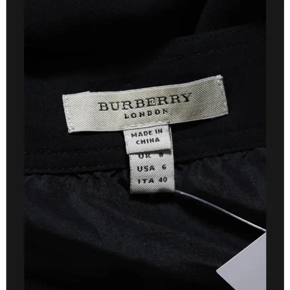 Burberry London Womens Bubble Hem Pleated Skirt Black Size 6