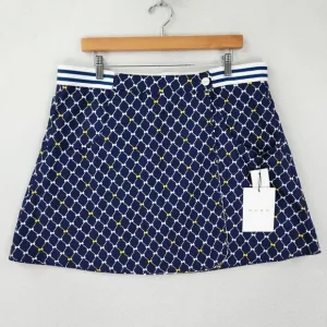 BURU Skirt Womens Extra Large Blue Bows Yellow Reversible Tennis A Line Mini NEW
