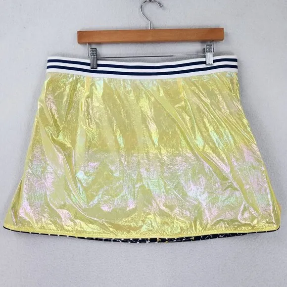 BURU Skirt Womens Extra Large Blue Bows Yellow Reversible Tennis A Line Mini NEW