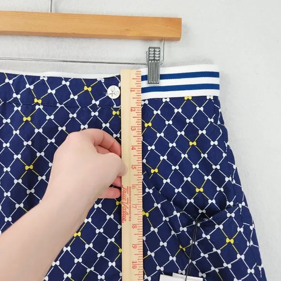 BURU Skirt Womens Extra Large Blue Bows Yellow Reversible Tennis A Line Mini NEW