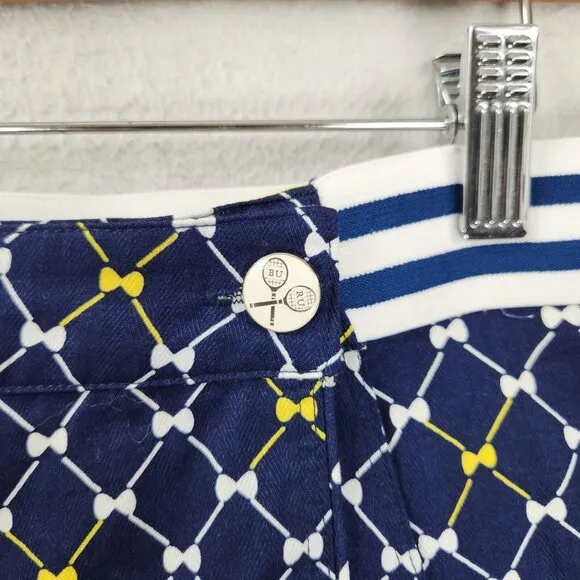 BURU Skirt Womens Extra Large Blue Bows Yellow Reversible Tennis A Line Mini NEW