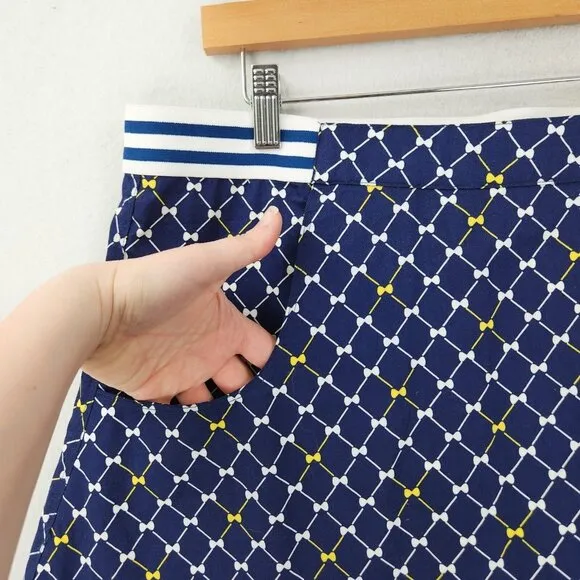 BURU Skirt Womens Extra Large Blue Bows Yellow Reversible Tennis A Line Mini NEW