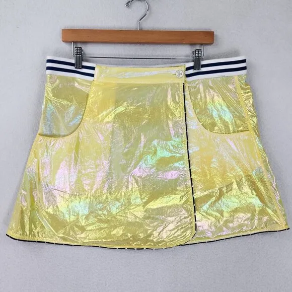 BURU Skirt Womens Extra Large Blue Bows Yellow Reversible Tennis A Line Mini NEW