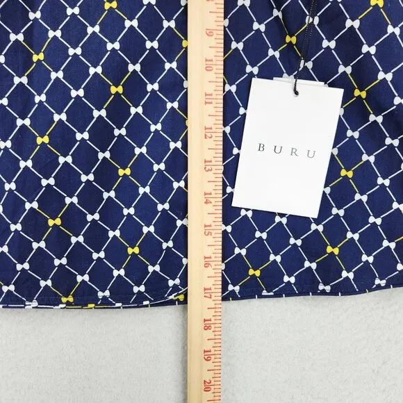 BURU Skirt Womens Extra Large Blue Bows Yellow Reversible Tennis A Line Mini NEW