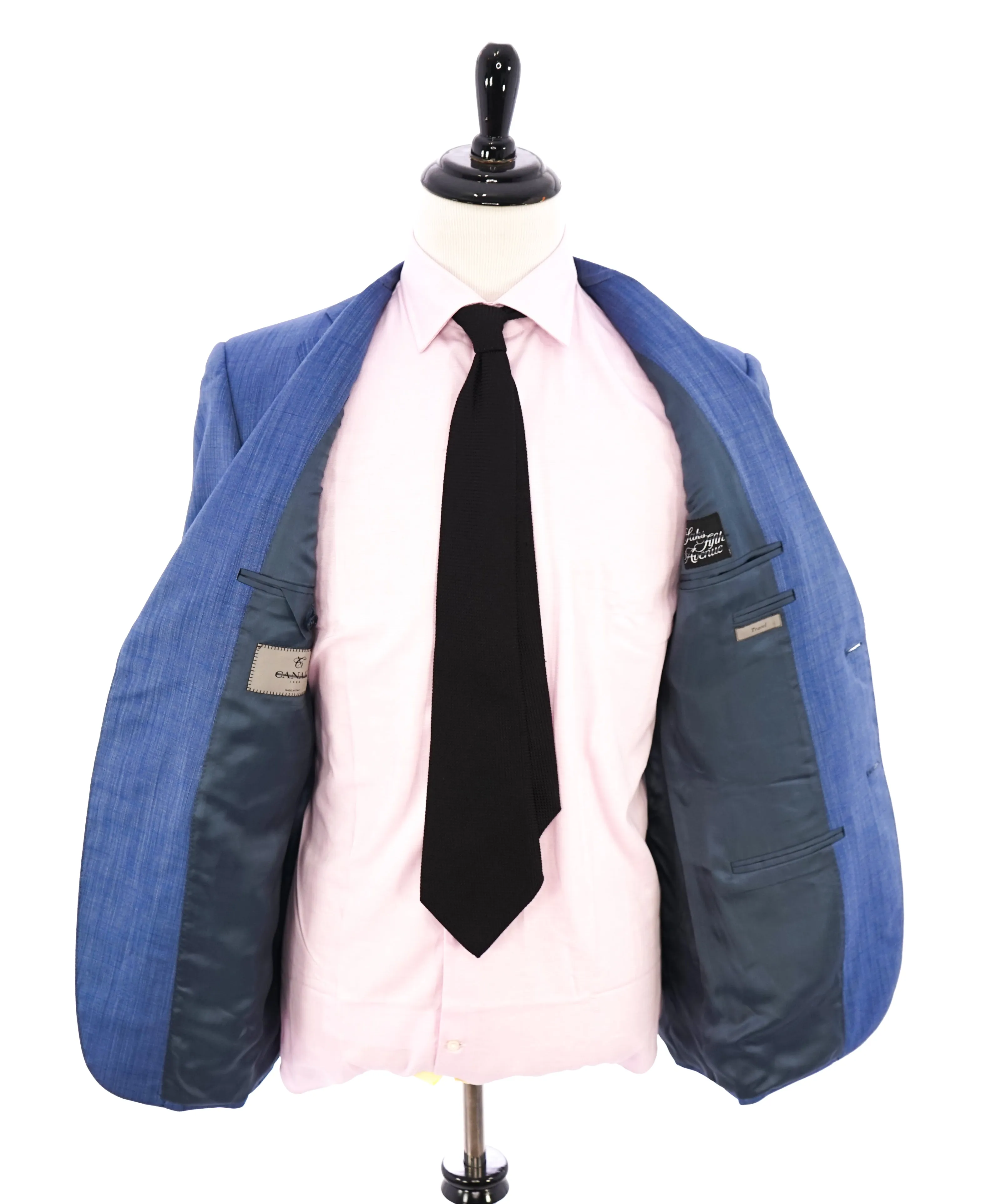CANALI - Light Blue Notch Lapel Textured "Travel" Summer Suit - 38R