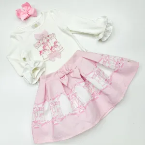 Caramelo Pink Carousel Dreams Pleated Skirt Set 342245