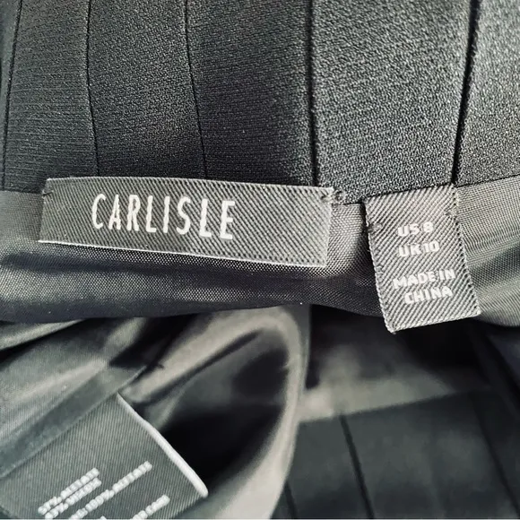 Carlisle Classic Black Front Pleated Fit &amp; Flare Style Lined Skirt Size 10