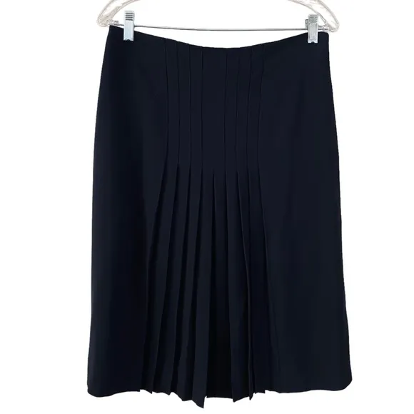 Carlisle Classic Black Front Pleated Fit &amp; Flare Style Lined Skirt Size 10