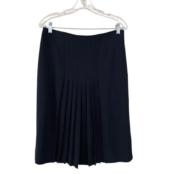 Carlisle Classic Black Front Pleated Fit &amp; Flare Style Lined Skirt Size 10