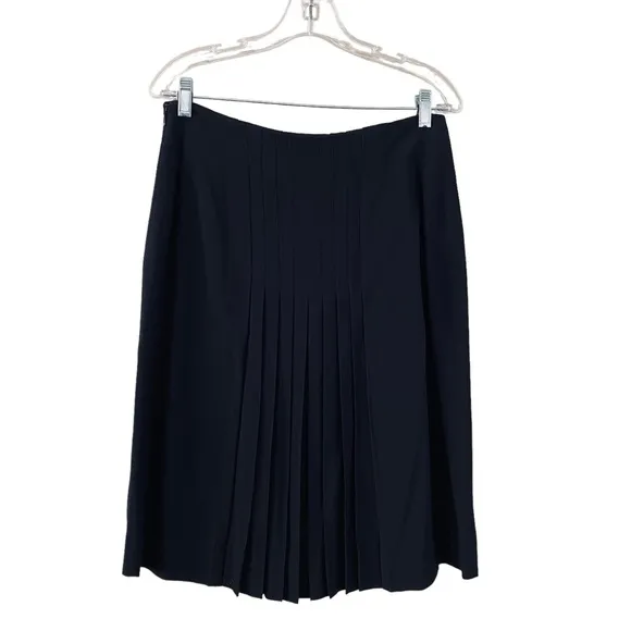 Carlisle Classic Black Front Pleated Fit &amp; Flare Style Lined Skirt Size 10