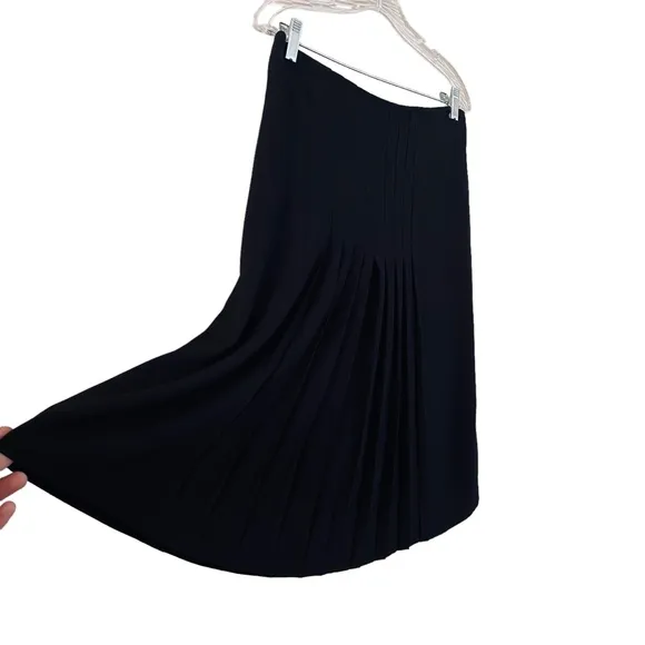 Carlisle Classic Black Front Pleated Fit &amp; Flare Style Lined Skirt Size 10