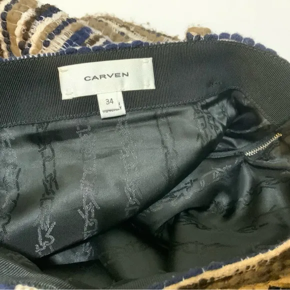 CARVEN  Tweed A-Line  Skirt