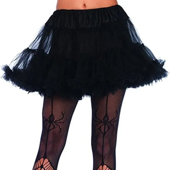 CC Tiered Black Tutu Skirt Satin Waist Full PettiSkirt Transparent