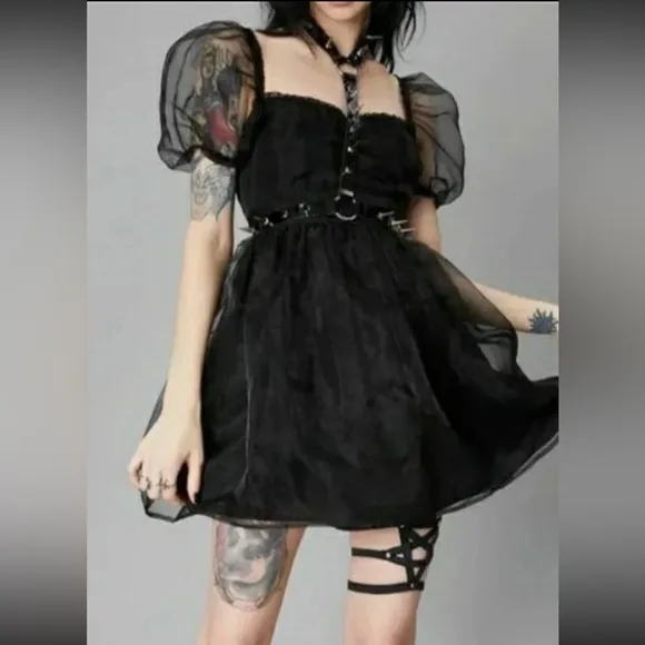 CC Tiered Black Tutu Skirt Satin Waist Full PettiSkirt Transparent