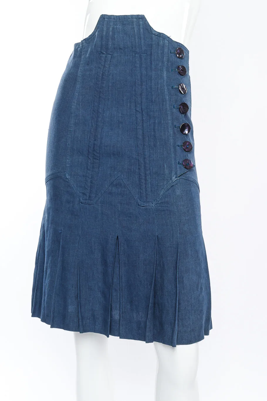 Chambray Pleated Corset Skirt