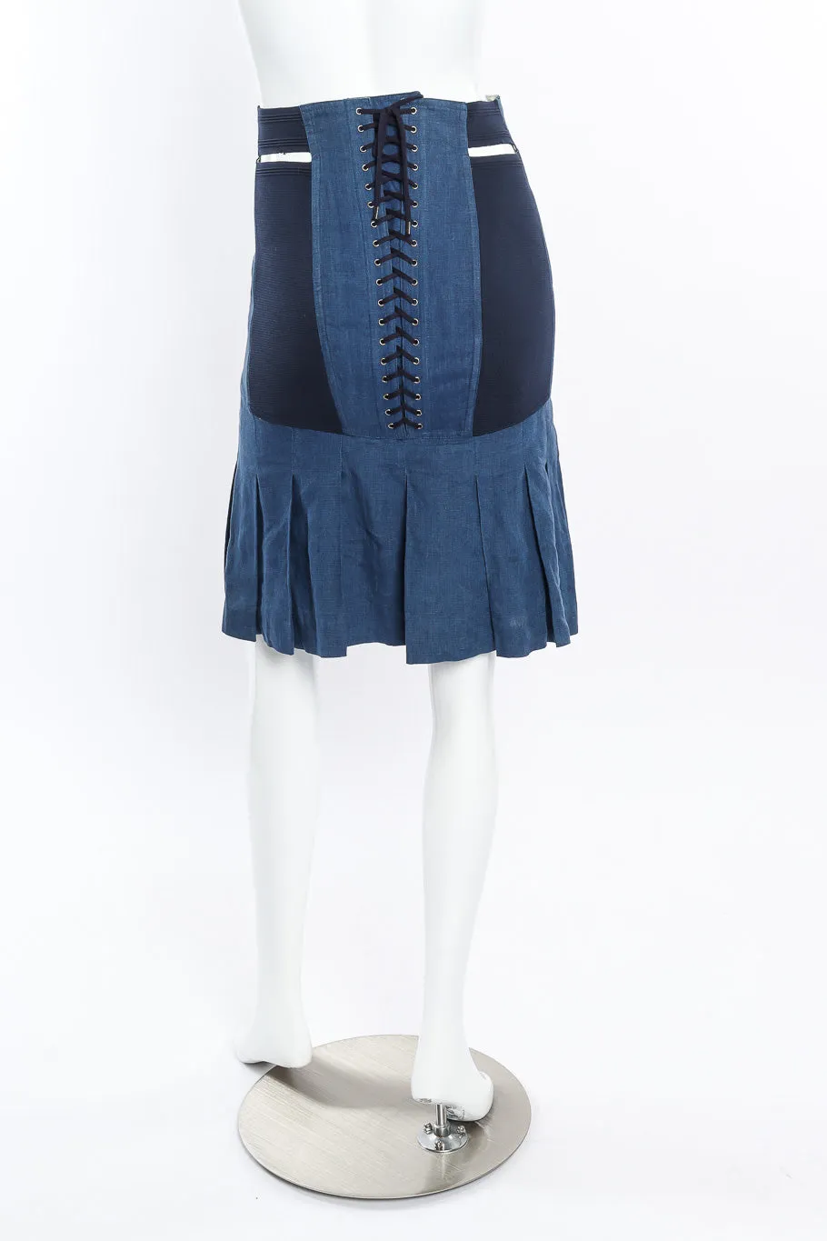 Chambray Pleated Corset Skirt