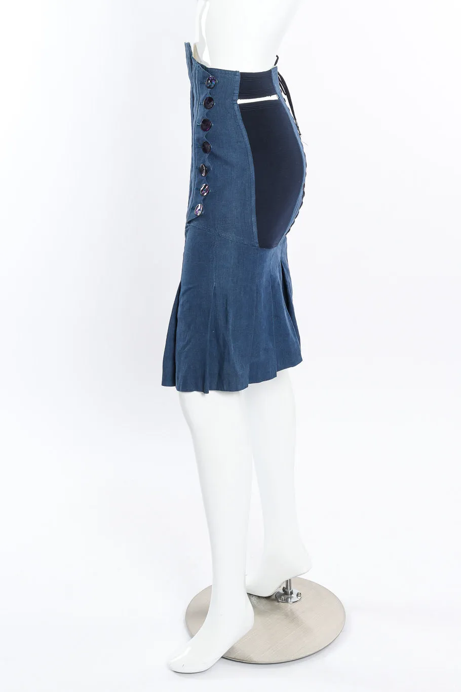 Chambray Pleated Corset Skirt
