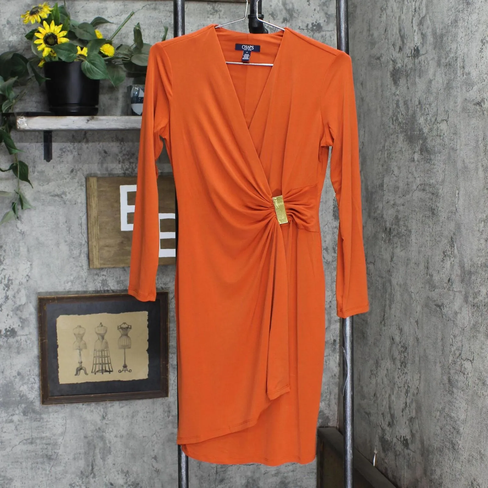 Chaps Womens Faux Wrap Knit Dress CHTA1246
