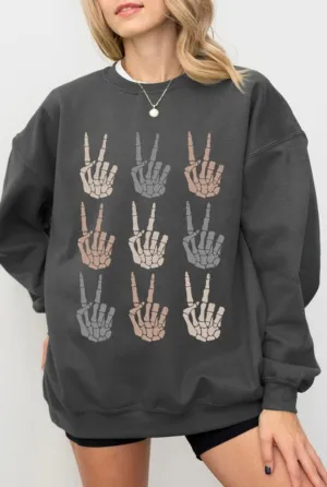 Charcoal Skeleton peace sign