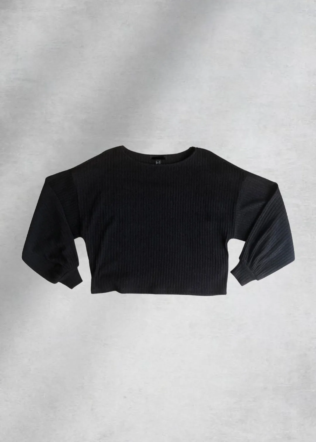 Charleigh Ribbed Oversized Top - Black